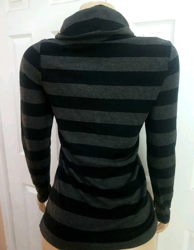 Womens Striped Cowl Neck Sweater image indicator(2)