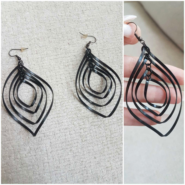 Brand New Black Spiral Fashion Earrings