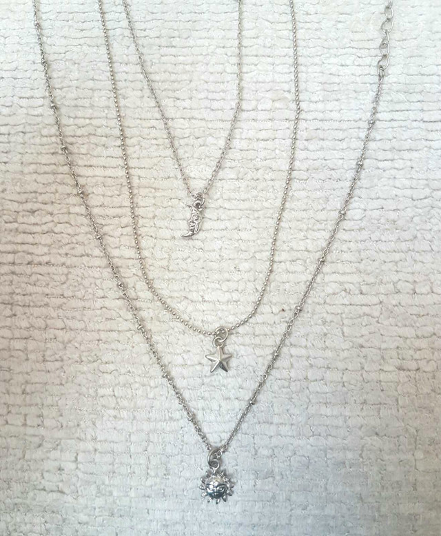NEW! 3 Piece Layered Silver Necklace Set - photo 3