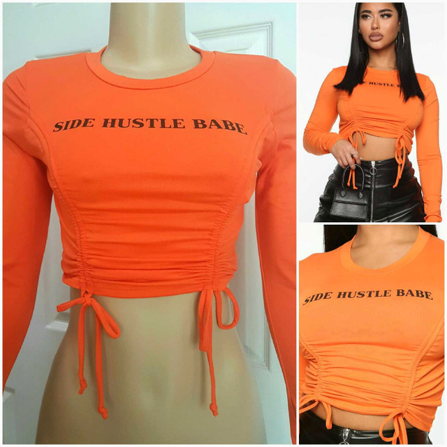 Brand New Orange Long Sleeve Crop Top