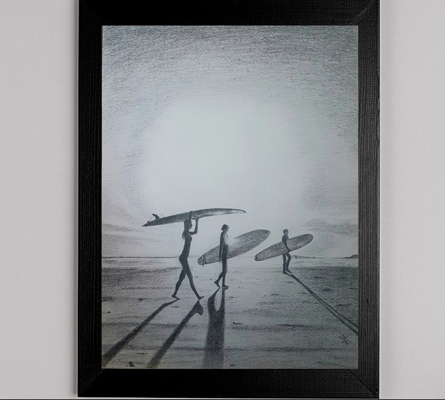 New! Sand, Sun & Surf Pencil Drawing