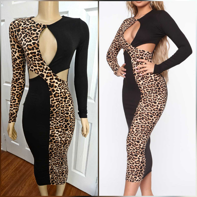 Brand New! Leopard Print/Black Cut Out Dress