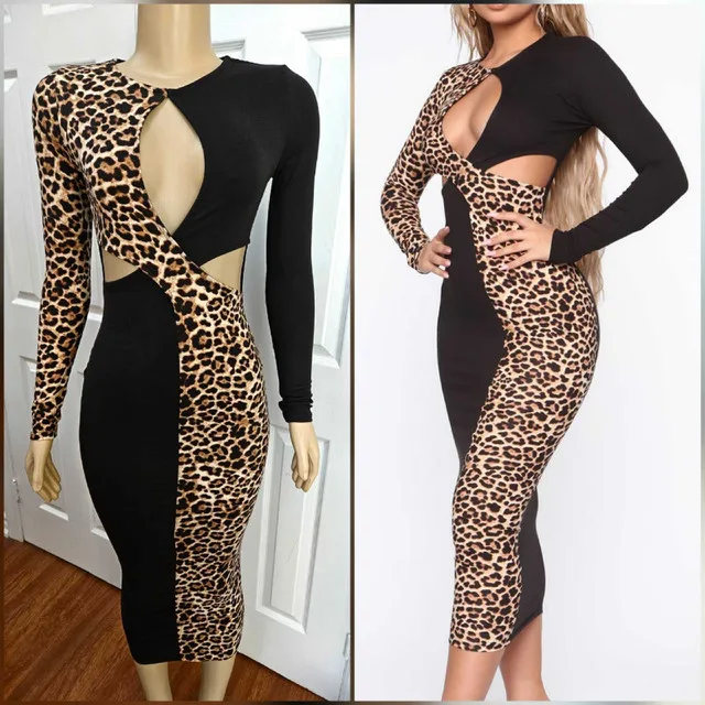 Brand New! Leopard Print/Black Cut Out Dress thumbnail