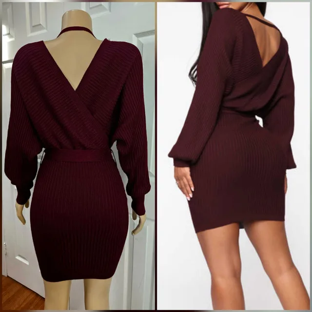 Brand New Beautiful Burgundy Sweater Dress image indicator(2)