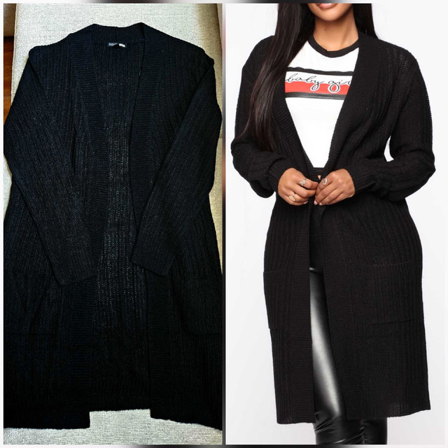 New! Black Stretchy Knit Cardigan Sweater