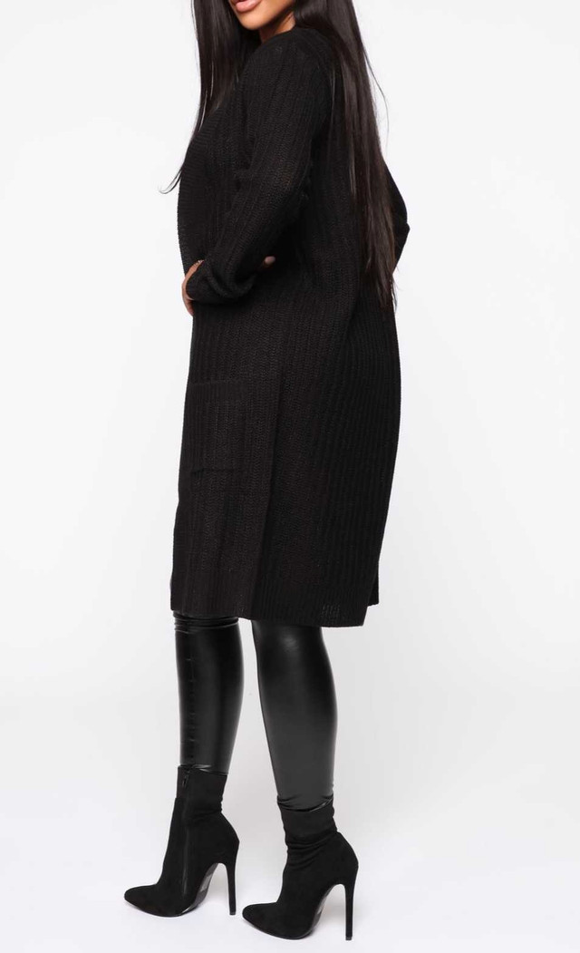 New! Black Stretchy Knit Cardigan Sweater - photo 3