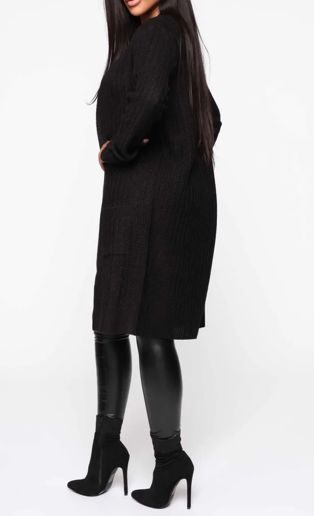 New! Black Stretchy Knit Cardigan Sweater image indicator(3)