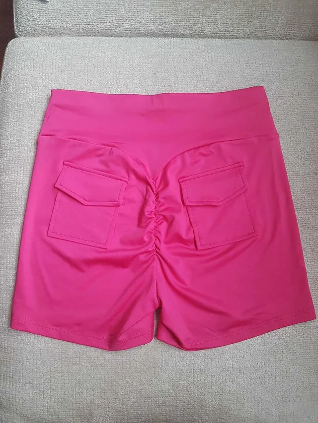 Brand New Hot Pink Scrunch Booty Pocket Shorts image indicator(2)