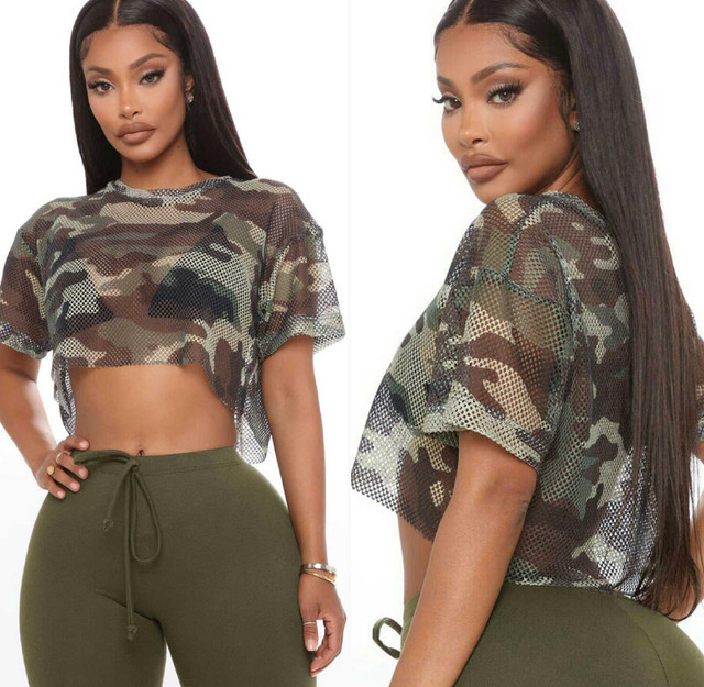 Brand New Camo Fishnet Crop Top