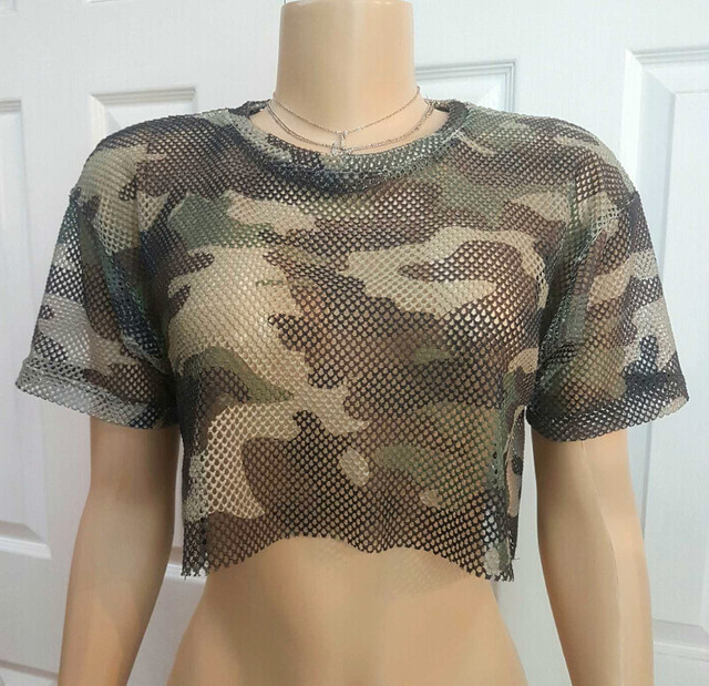 Brand New Camo Fishnet Crop Top - photo 2