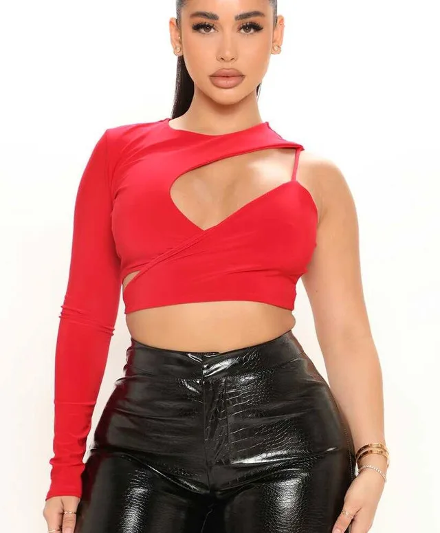 New Red Asymmetrical Crop Top image indicator(2)