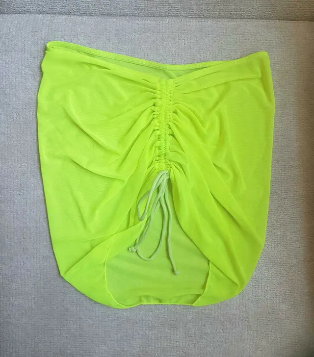 Brand New Neon Yellow Pvc Strap Bikini With Matching Cover Up image indicator(3)