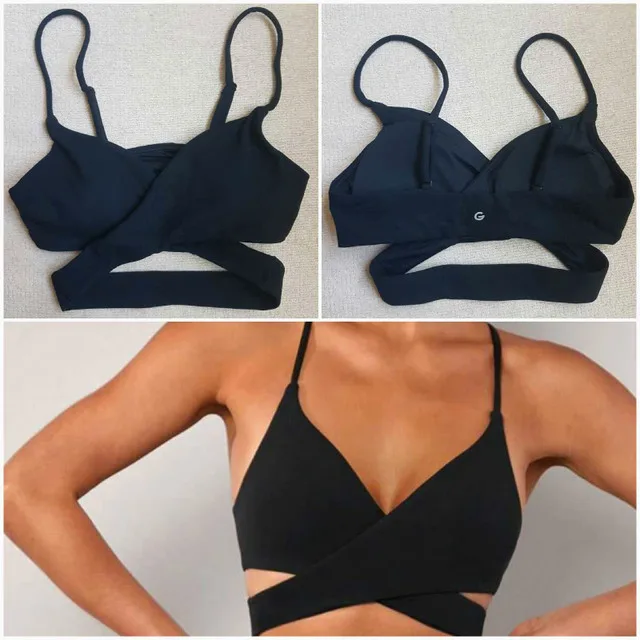 NEW! Black Wrap Around V Cut Sports Bra thumbnail