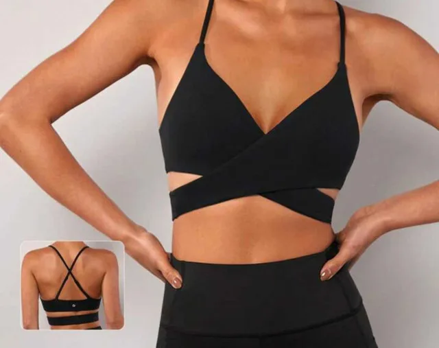 NEW! Black Wrap Around V Cut Sports Bra image indicator(2)