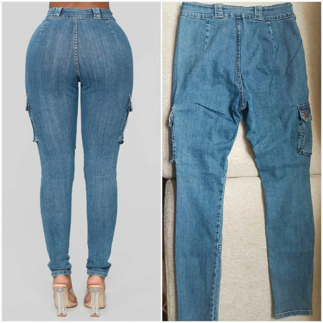 Brand New Womens Distressed Cargo Jeans image indicator(2)