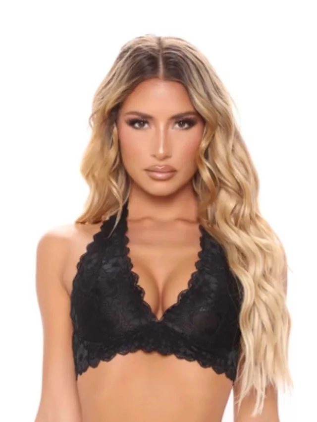 Brand New Black Lace Halter Bralette thumbnail