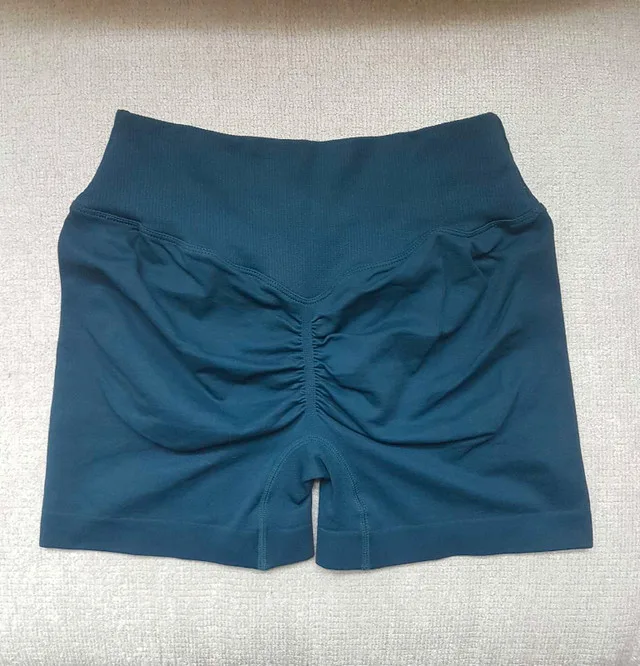 New Dark Green Scrunch Butt Workout Shorts image indicator(2)
