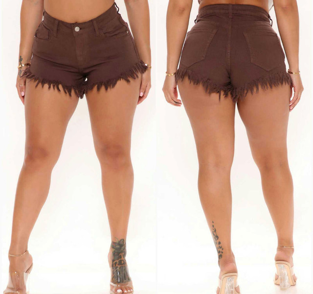 New Womens Chocolate Brown Denim Shorts - photo 2