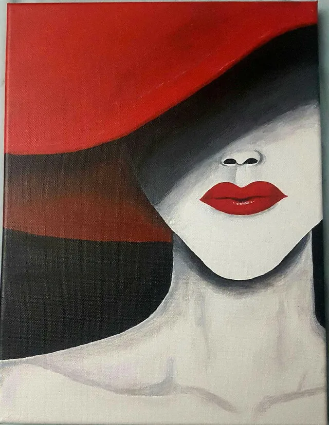 NEW 'Lady In The Red Hat' Wall Art Painting image indicator(2)