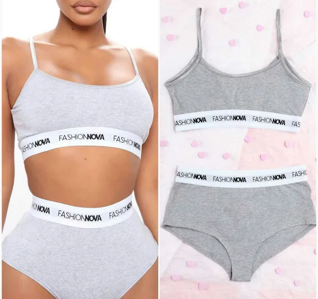 New with tags! Light Grey Fashion Nova Bralette & Panty Set thumbnail
