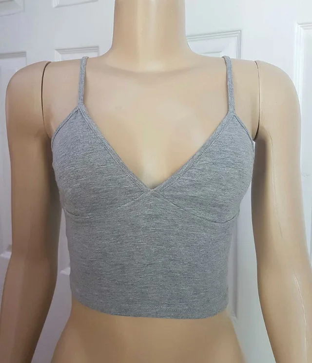 Brand New Grey V Cut Crop Top thumbnail