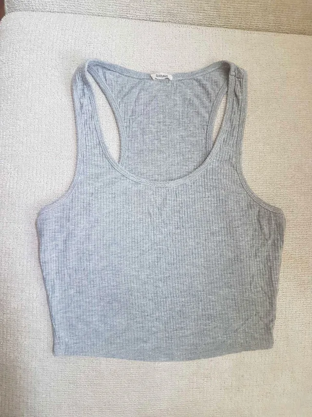 Womens Cute Cropped Grey Tank Top thumbnail
