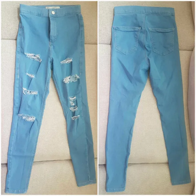 New! Topshop Joni High Waist Ripped Skinny Jeans image indicator(2)