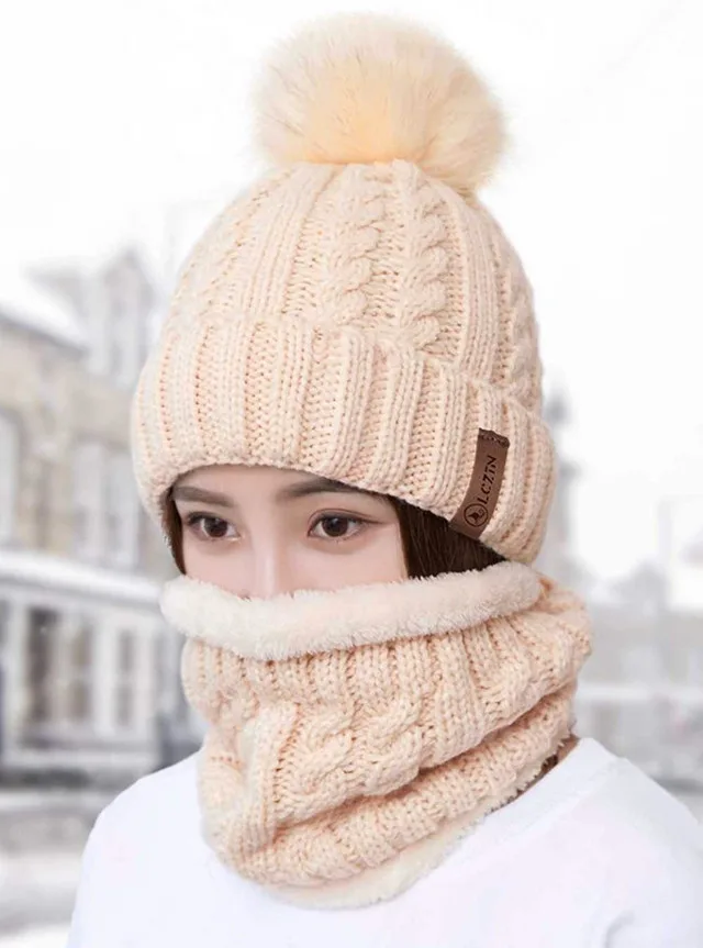 Brand New Beige Fleece Lined Beanie & Neck Warmer image indicator(5)
