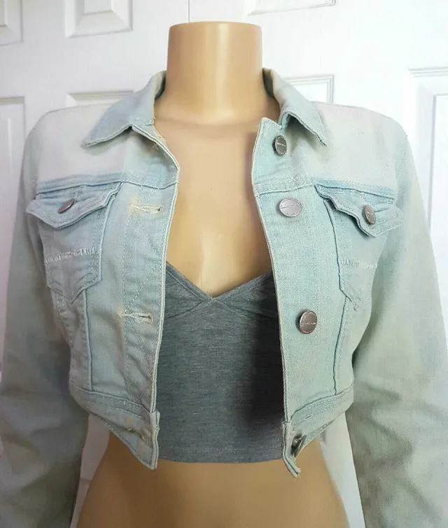 Like New! Cropped Light Blue Denim Jacket image indicator(4)