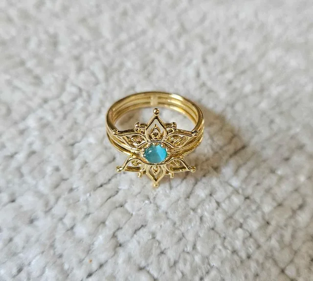 Brand New Gold Plated Stainless Steel Lotus Ring thumbnail