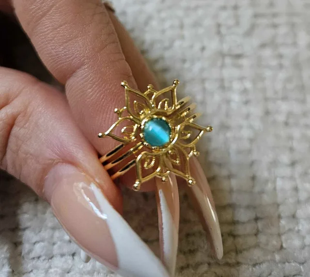 Brand New Gold Plated Stainless Steel Lotus Ring image indicator(2)