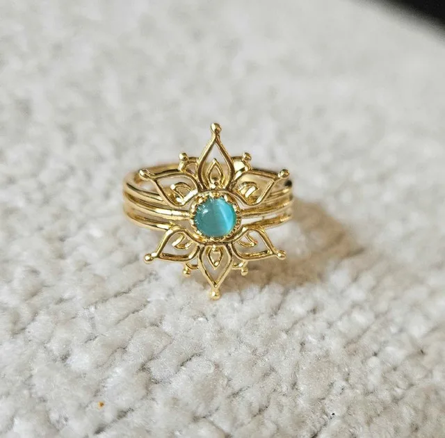 Brand New Gold Plated Stainless Steel Lotus Ring image indicator(3)