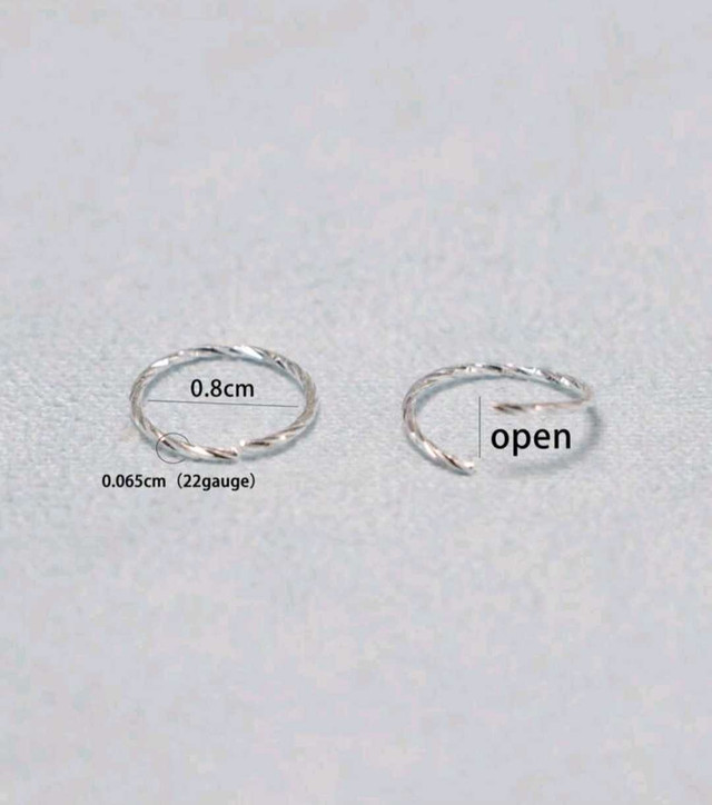 925 Sterling Silver Hoop Earrings/Nose Rings - photo 3
