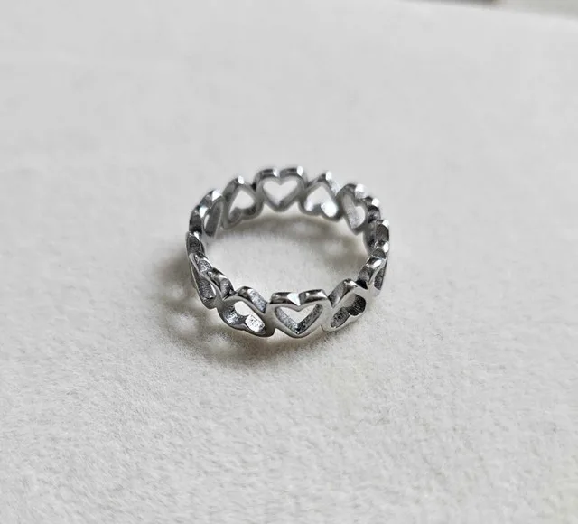 Brand New Stainless Steel Silver Heart Ring thumbnail