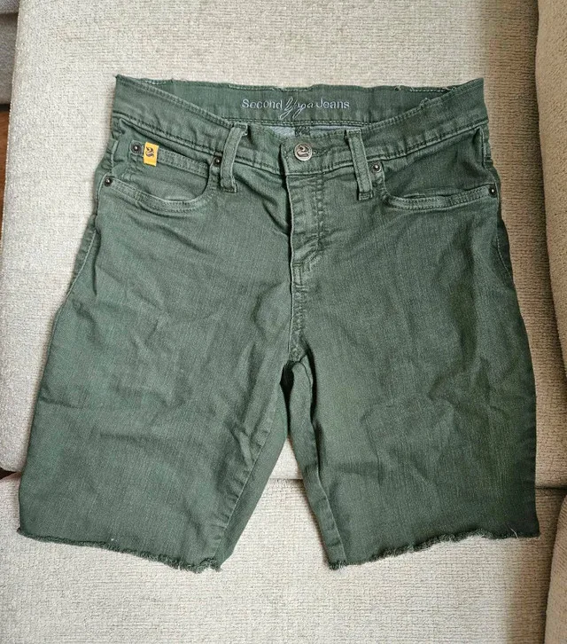Womens Army Green Denim Jean Shorts image indicator(2)