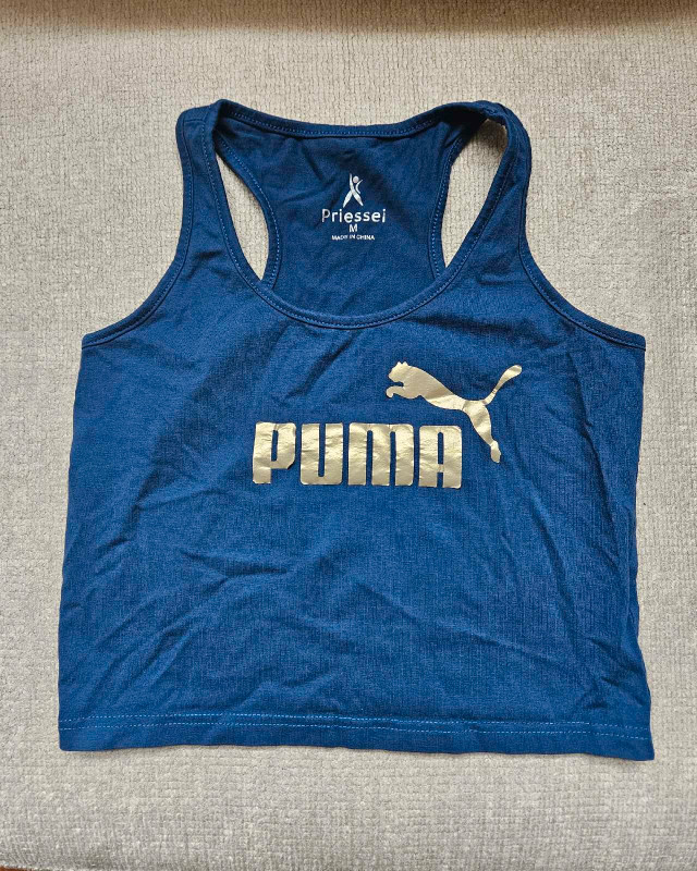 Grey and Blue Cropped Racerback Tank Tops - photo 2
