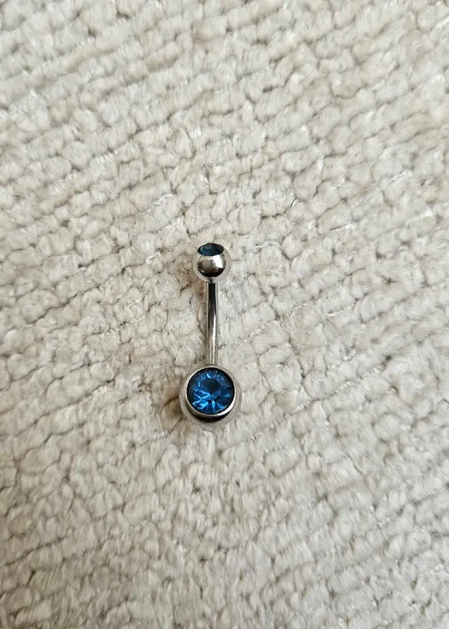 Blue Stainless Steel Belly Ring image indicator(3)