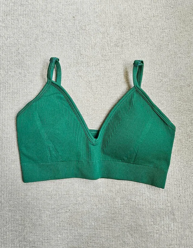 New Green V Cut Sports Bra thumbnail