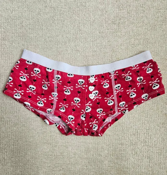 New Red Brazilian Cut Skull Heart Panties thumbnail