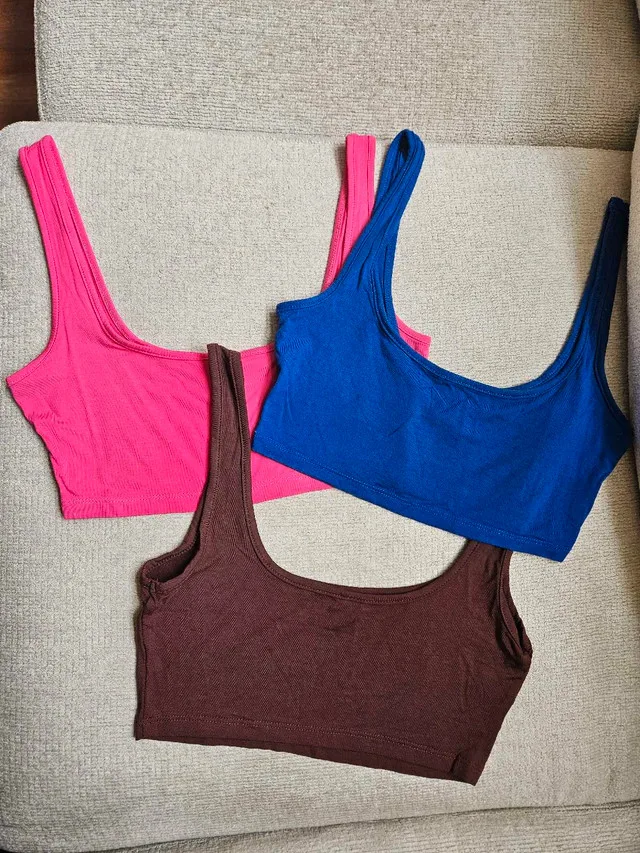 Brand New Pink, Blue, Brown Crop Tops thumbnail