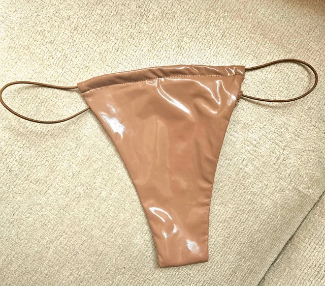 Brand New Mocha Faux Leather Bikini With Matching Mesh Wrap image indicator(2)