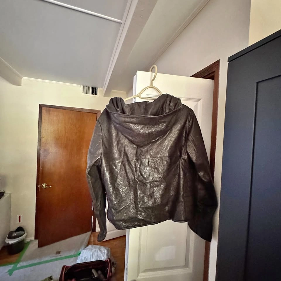 Genuine Leather Hooded Jacket