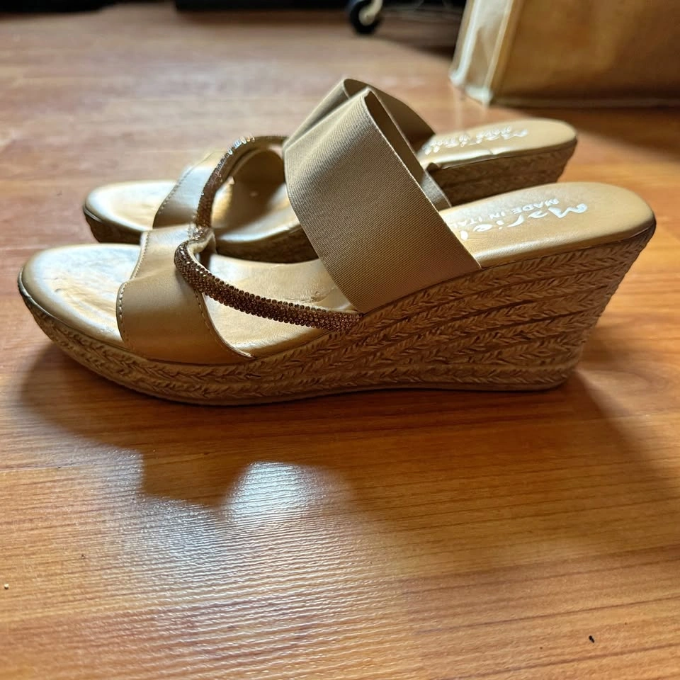 Beautiful beige/tan wedge sandals