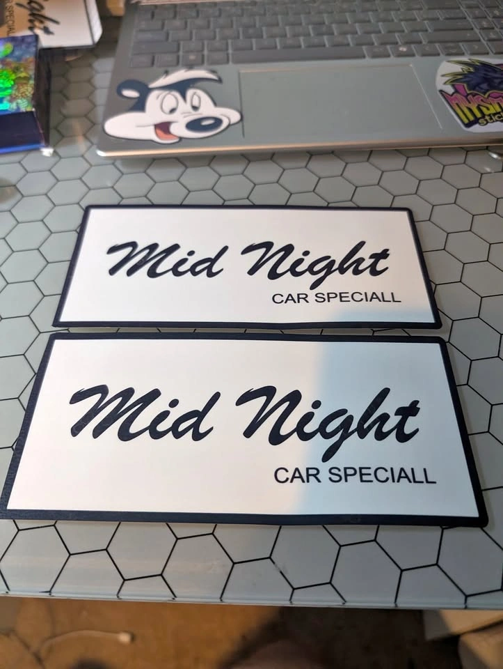 Mid Night Car Special Decals — 3.25"x7" Pair