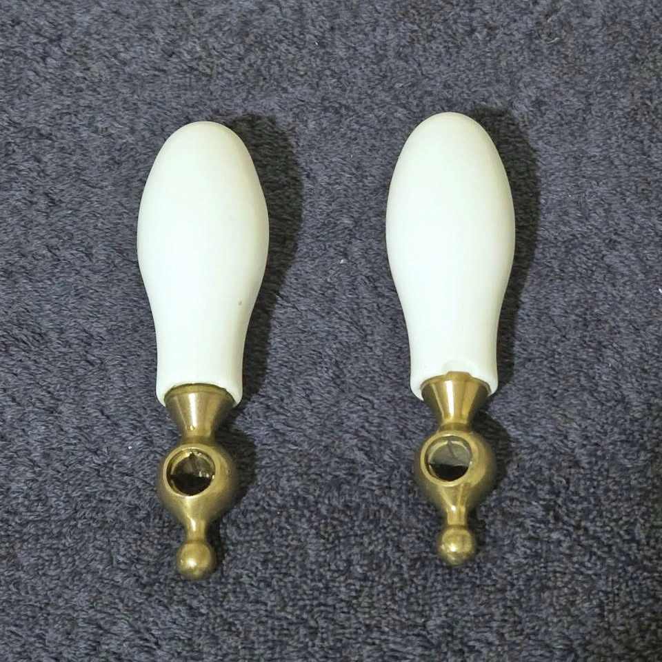 Vintage Porcelain & Brass Floral Faucet Handles – Set of 2 - photo 3