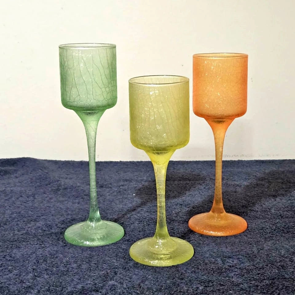 Crackle Glass PartyLite Stemmed Candle Holder Set