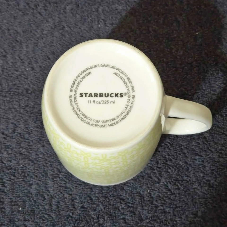 Starbucks Light Green Pattern Ceramic Mug – 11 oz (2014) - photo 4