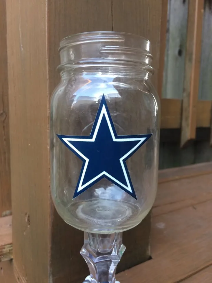 Dallas Cowboys Mason Jar Wine Glass - 9” Tall image indicator(2)