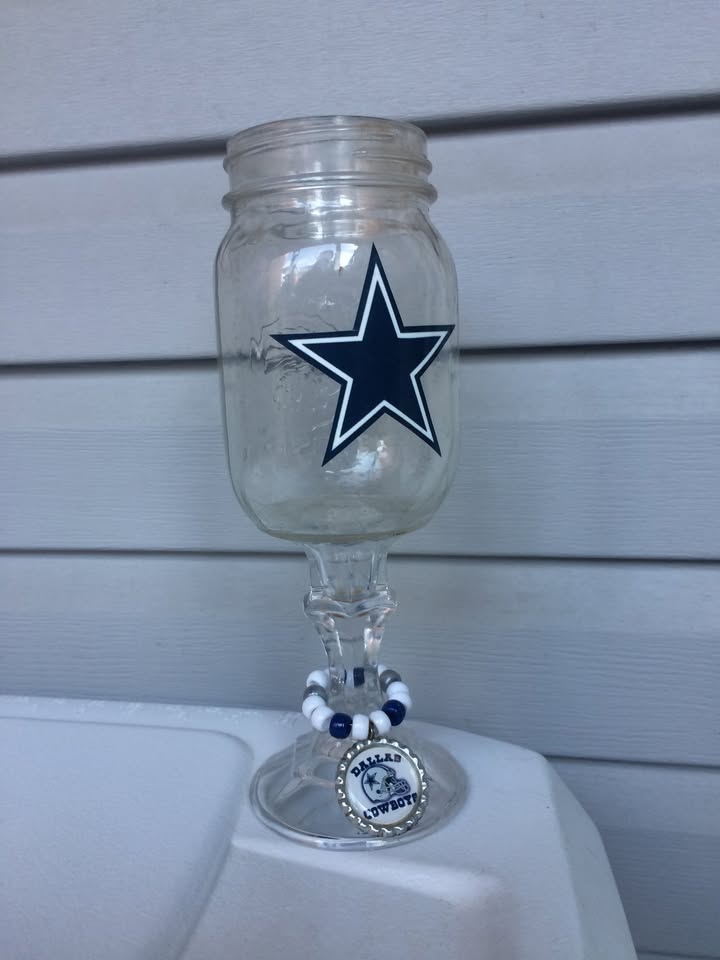 Dallas Cowboys Mason Jar Wine Glass - 9” Tall - photo 3