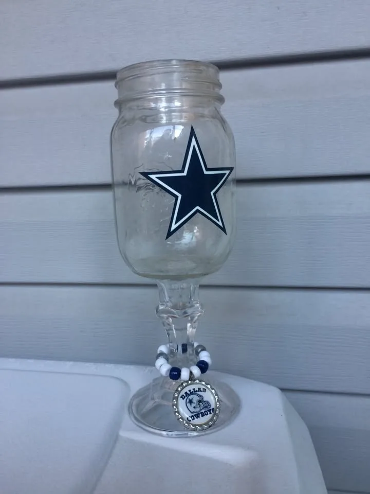 Dallas Cowboys Mason Jar Wine Glass - 9” Tall image indicator(3)